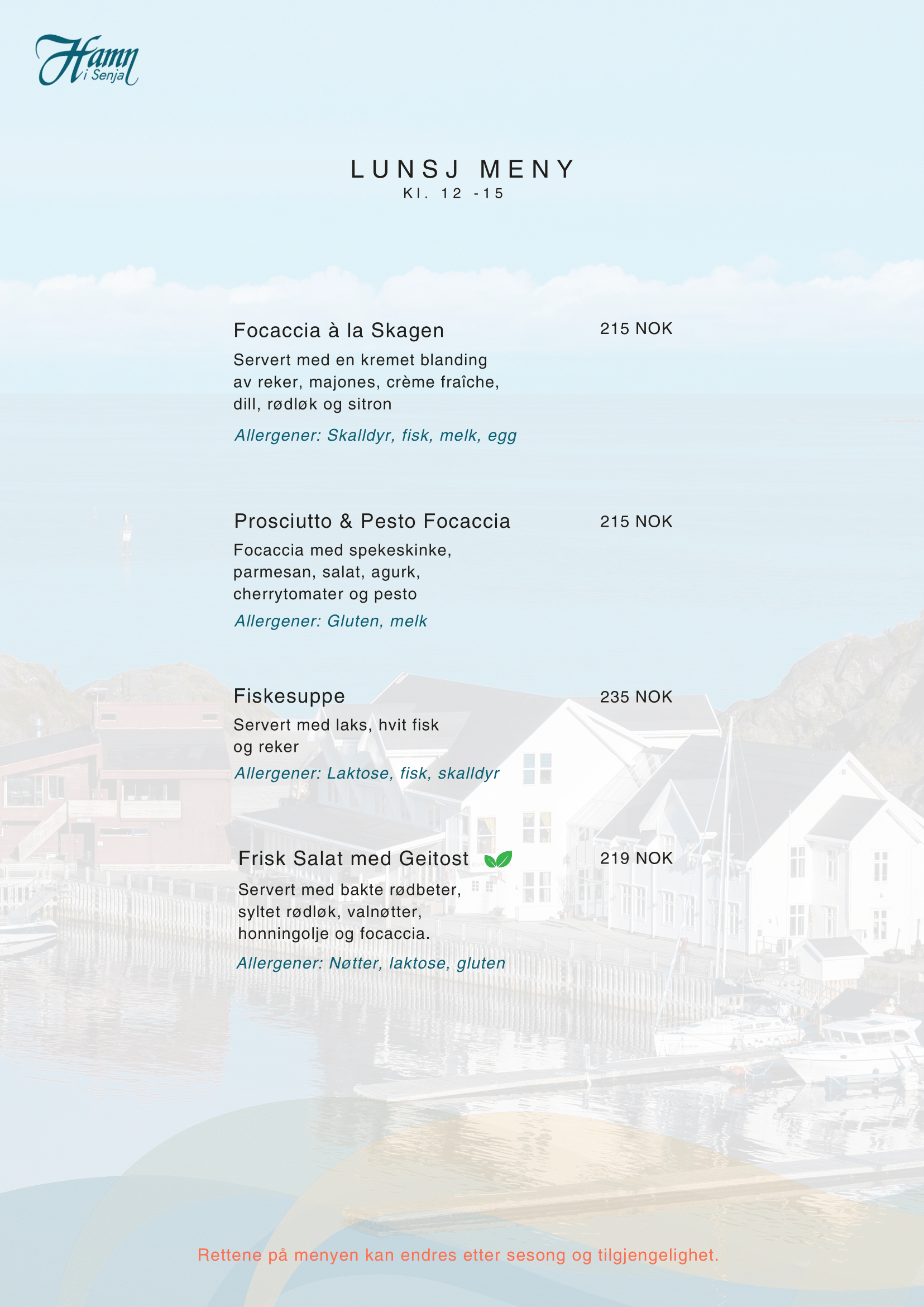 Summer menu NO