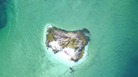 kayaking outside Hamn island drone photo