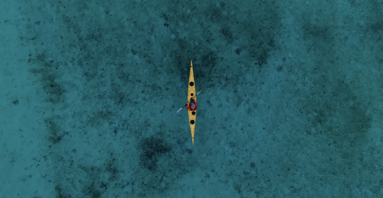 Kayak over blue water